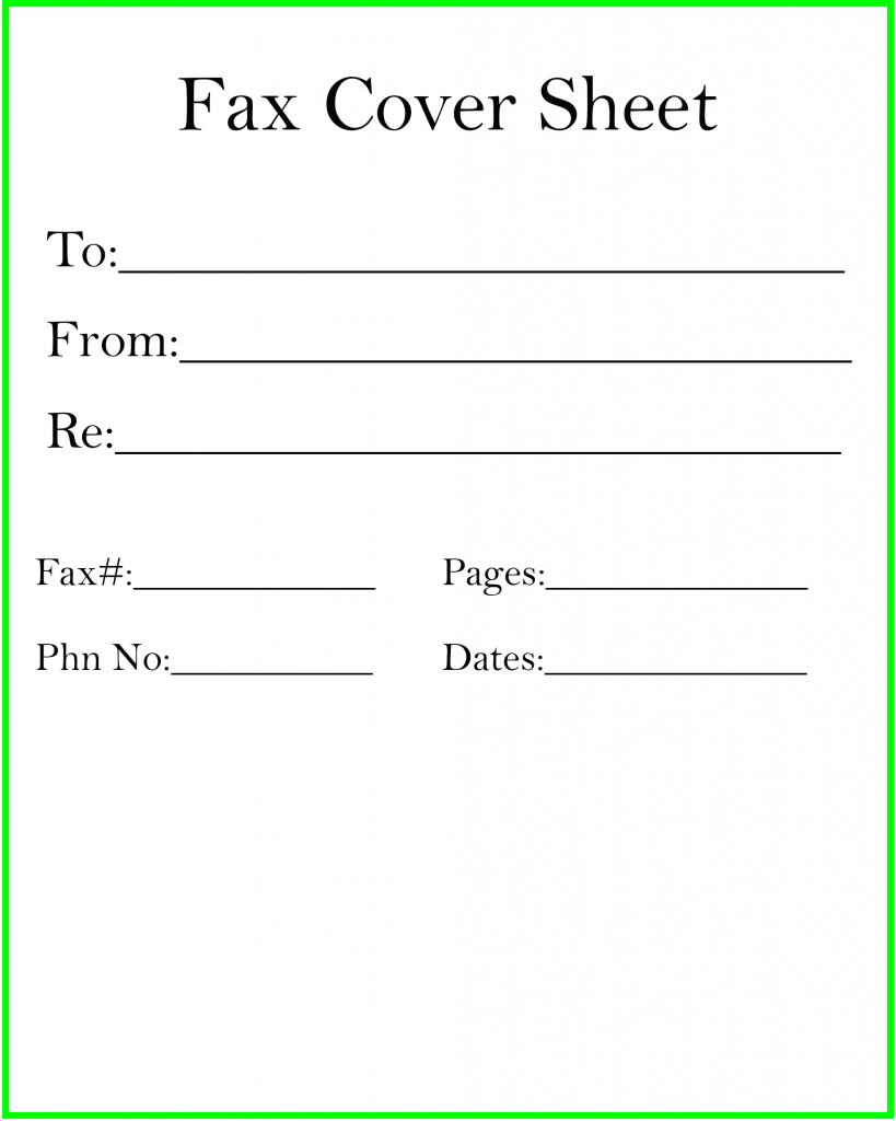 generic fax cover sheet template