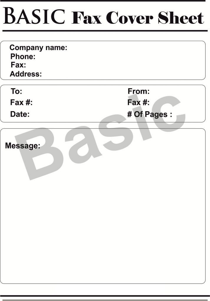 Basic Fax Cover Sheet