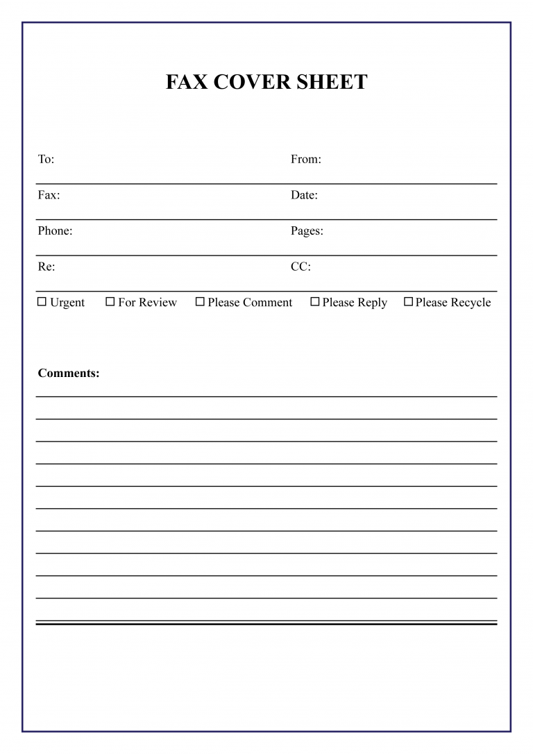 Free Printable Fax Cover Sheet Templates - Sample & Examples