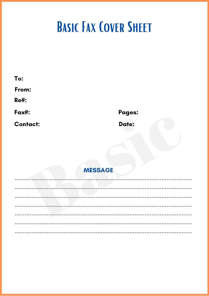 Basic Fax Cover Sheet Template Free Printable in PDF