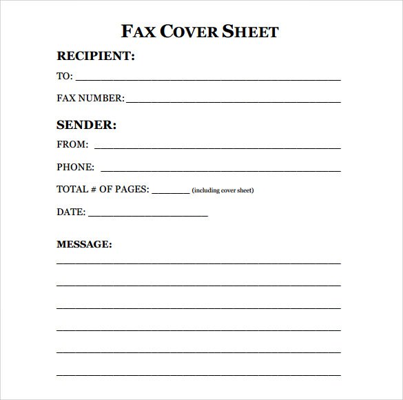 Blank Fax Cover Sheet Word