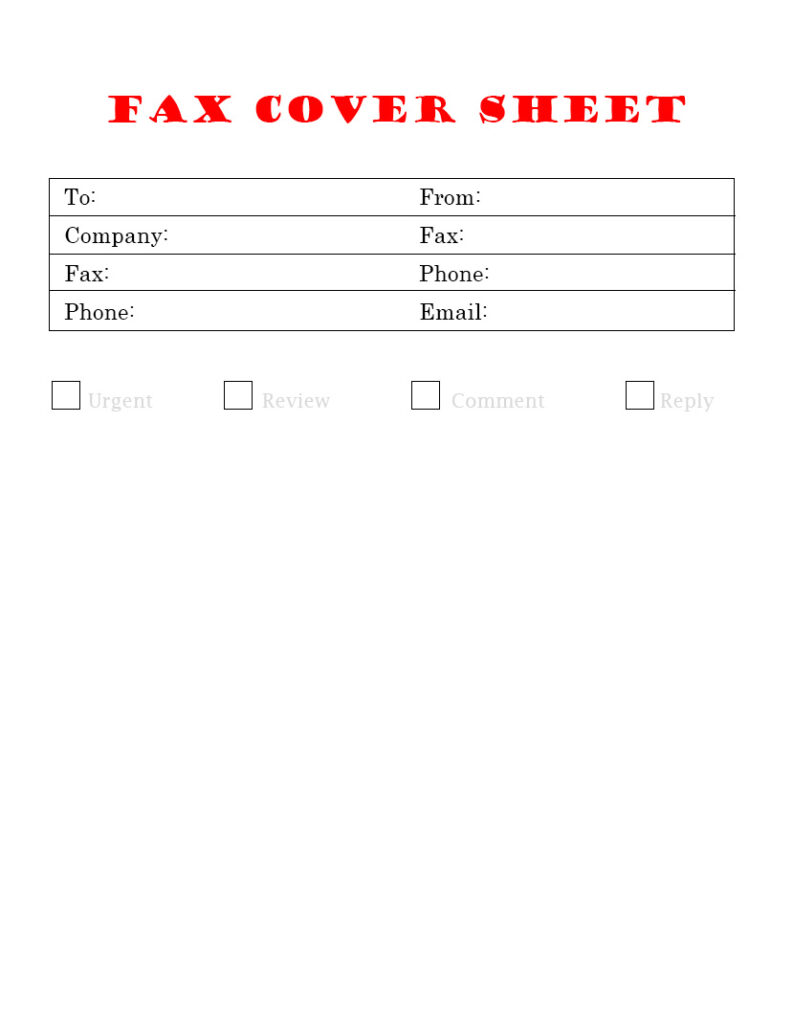 Fax Cover Sheet PDF, Excel &amp; Word Template Free Printable