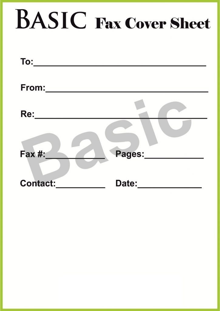 Free Basic Fax Cover Sheet Template