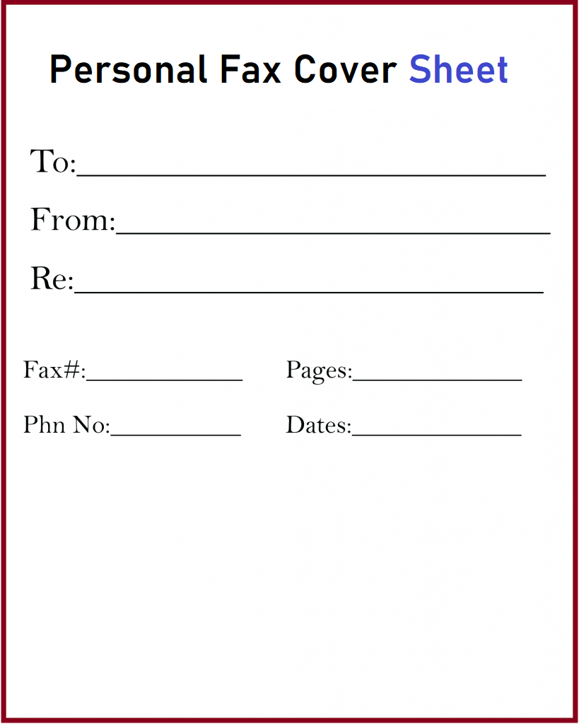 personal fax cover sheet printable