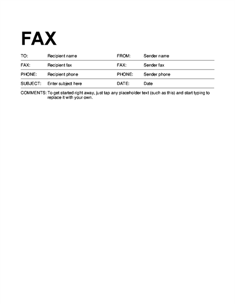 basic fax cover sheet | Fax Cover Sheet Template
