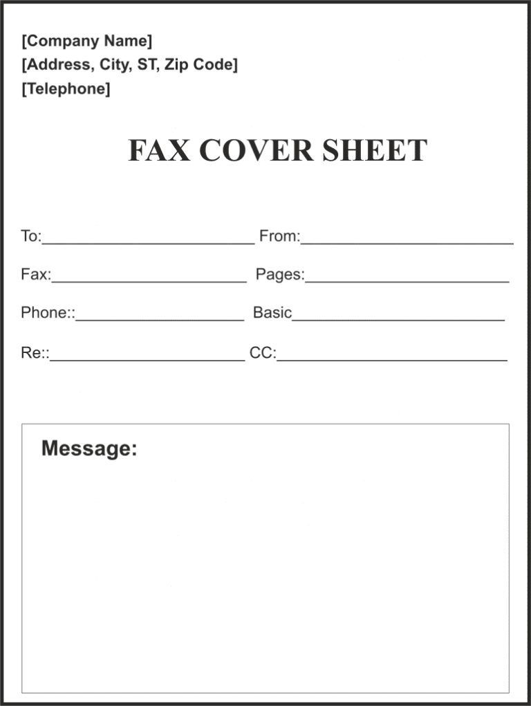 fax cover letter templates