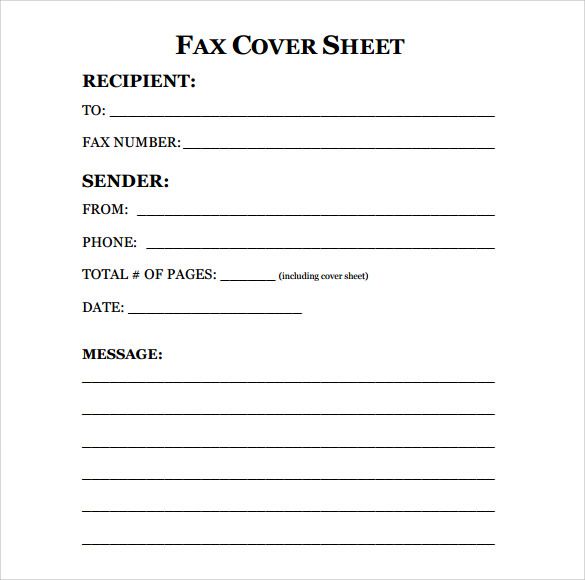 Fax cover Sheet Template