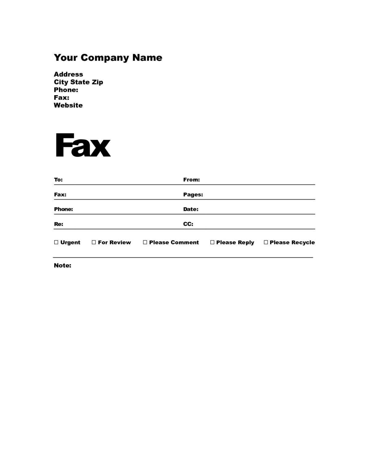 Blank Fax Cover Sheet Free Printable
