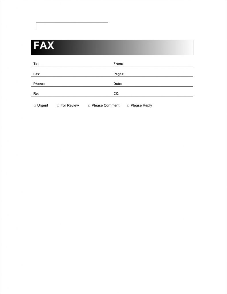 Generic Fax Cover Sheet Word