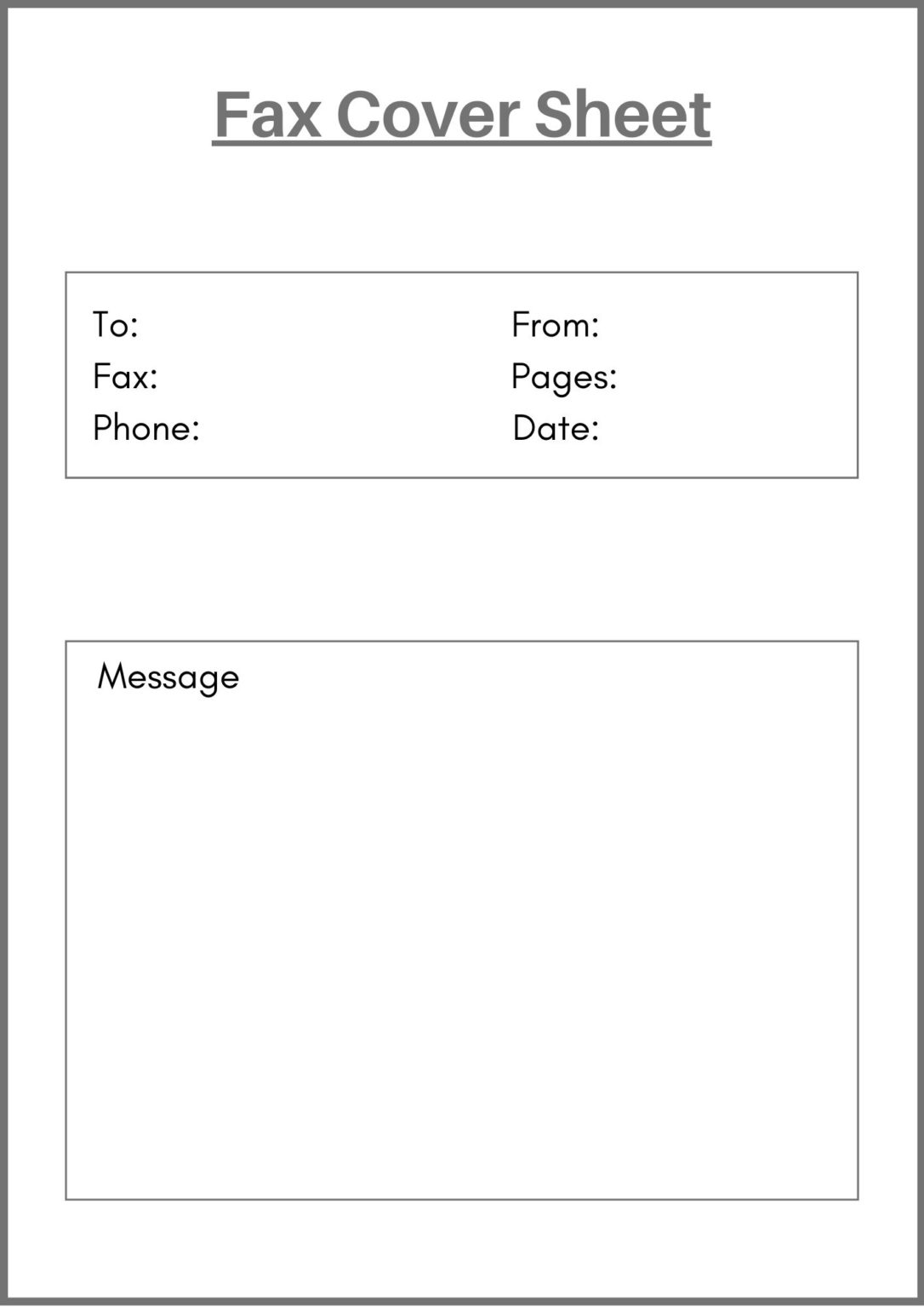 Printable Blank Fax Cover Sheet PDF Fax Cover Sheet Template
