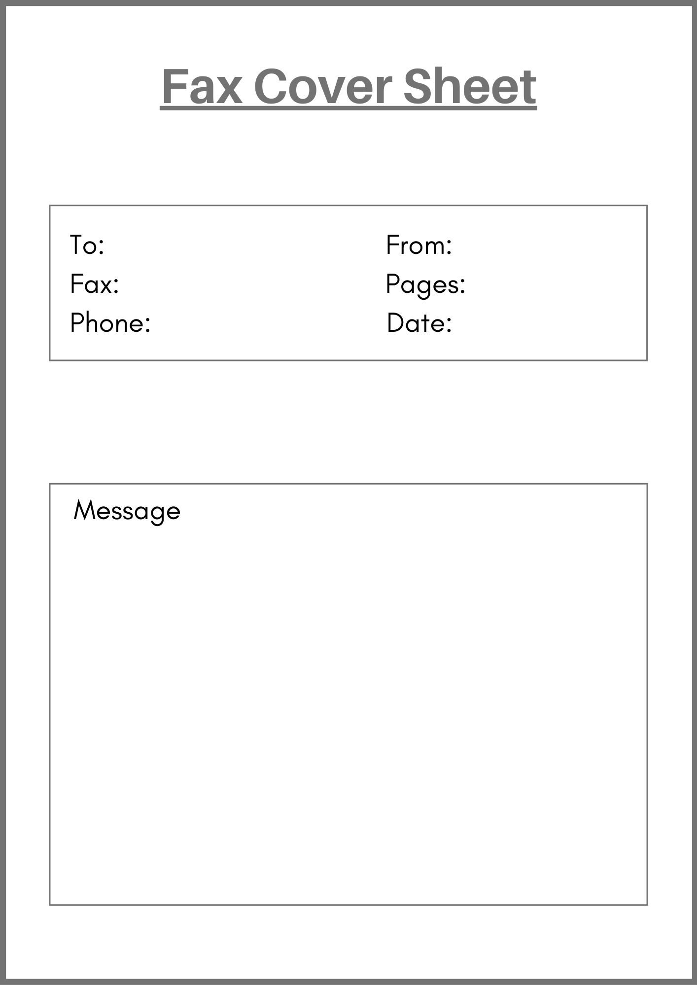 Printable Blank Fax Cover Sheet PDF Fax Cover Sheet Template