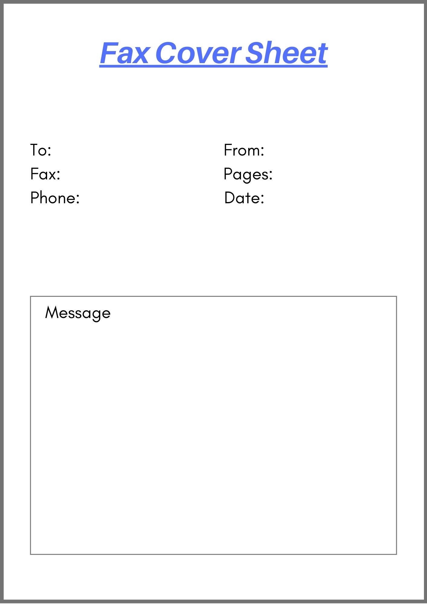 Blank Fax Cover Sheet Template Free in PDF & Word