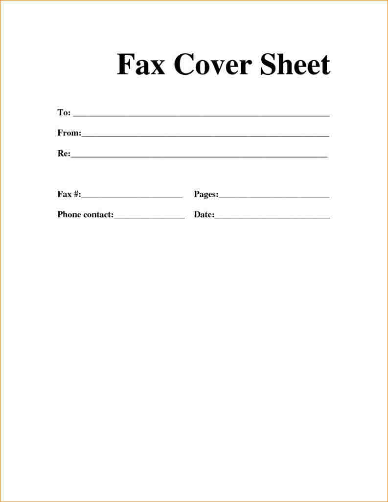 Standard Fax Cover Sheet Template