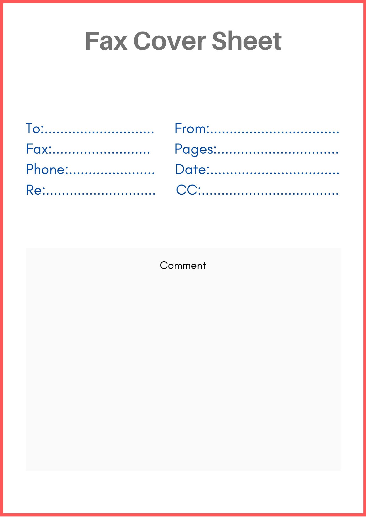 Standard fax cover sheet PDF