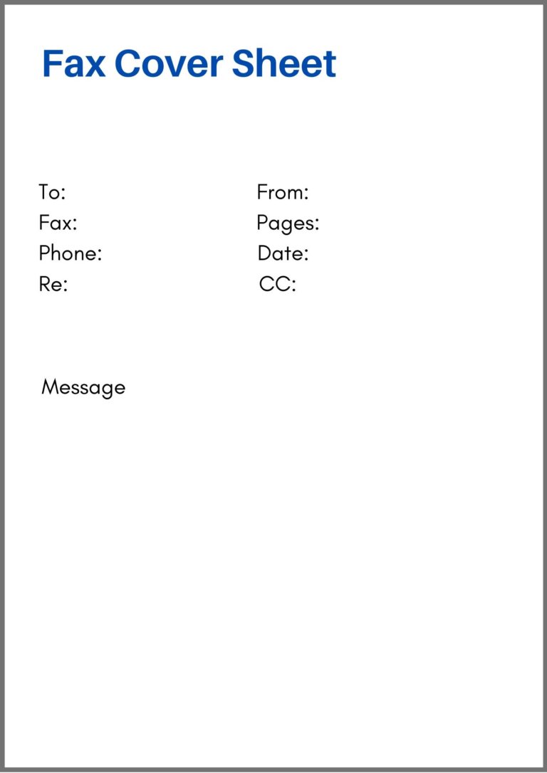 Blank Fax Cover Sheet Template Free in PDF & Word