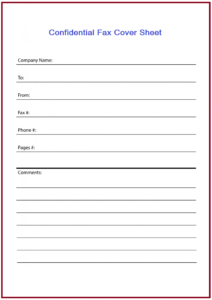 confidential fax cover sheet pdf