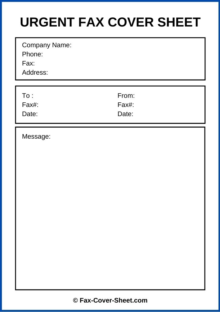 Free Urgent Fax Cover Sheet PDF