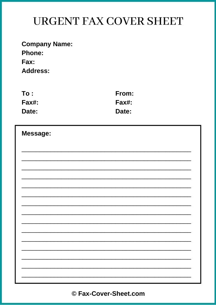 Urgent Fax Cover Sheet Template
