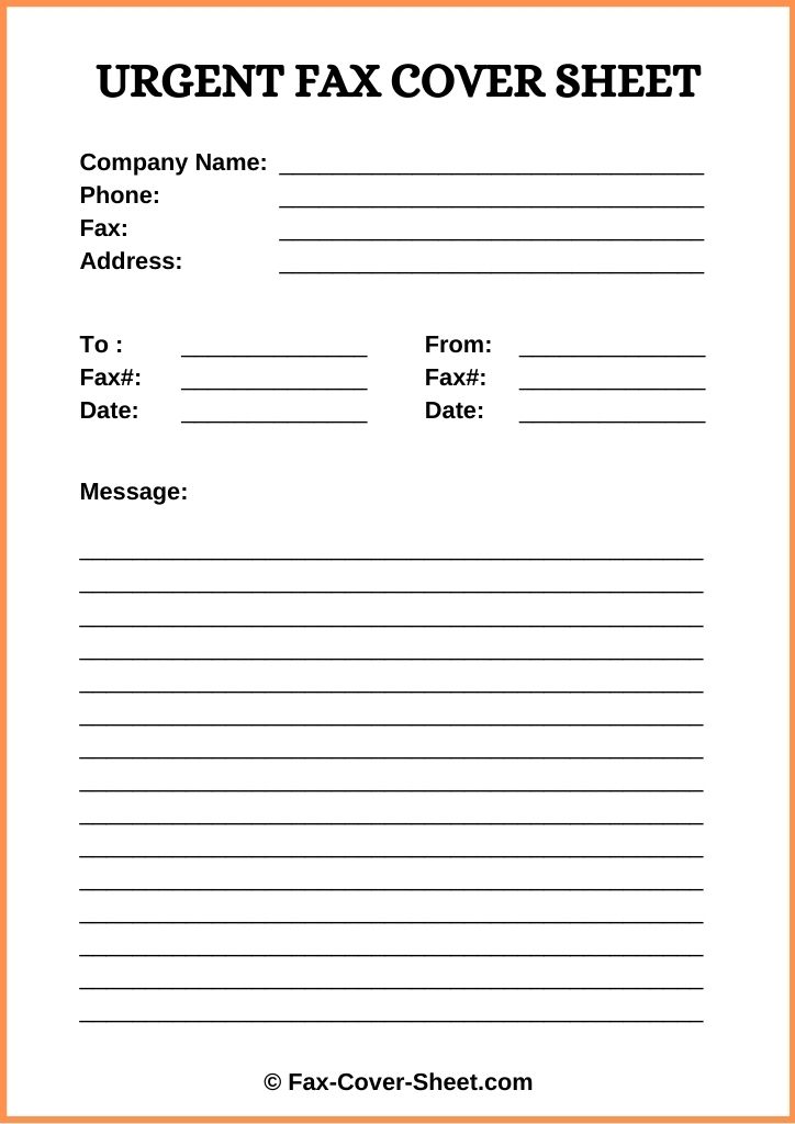 Urgent Fax Cover Sheet Word