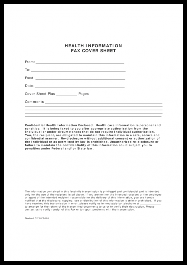 Masshealth Application Fax Cover Sheet