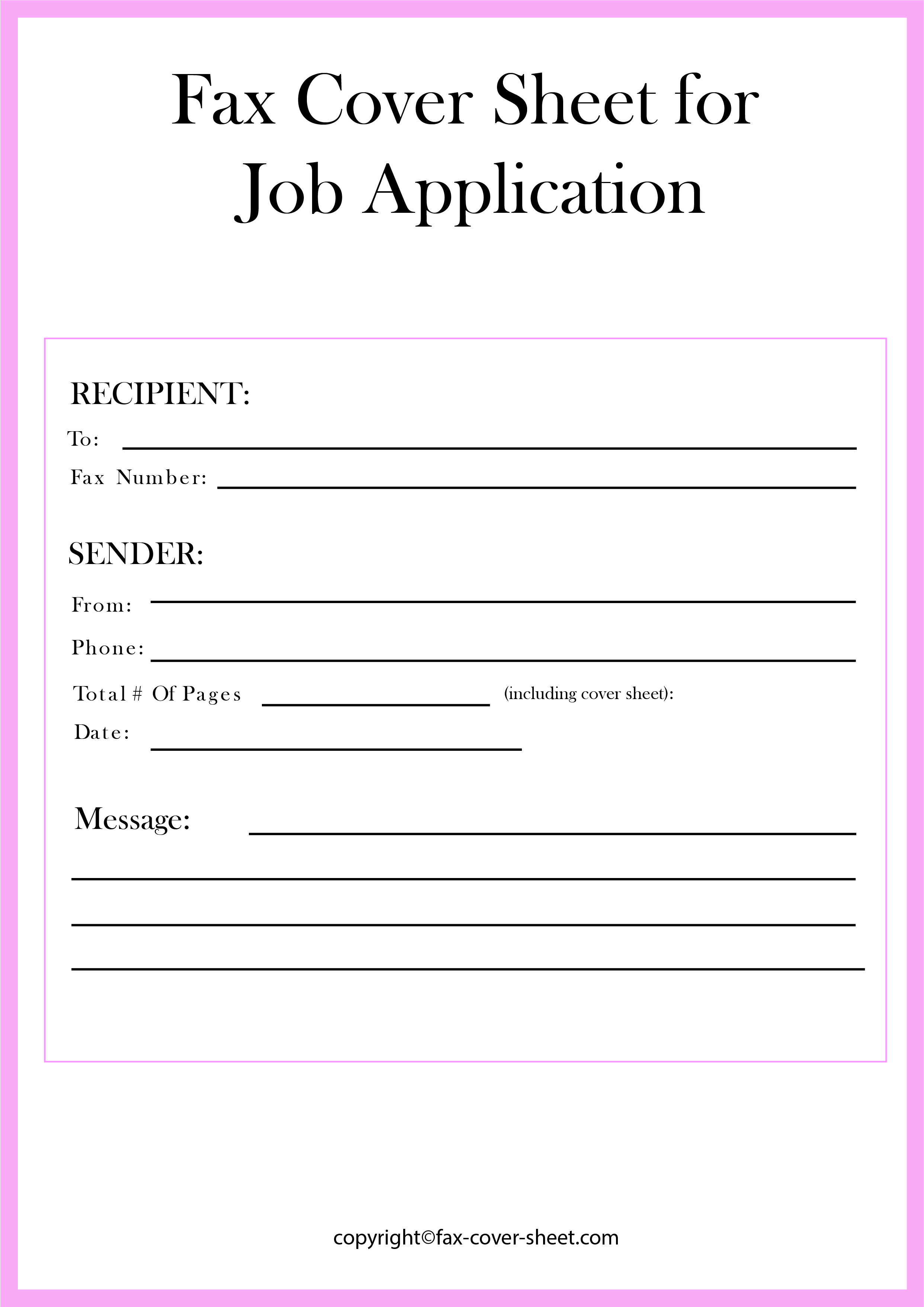 Fax Cover Sheet Template for Job Application