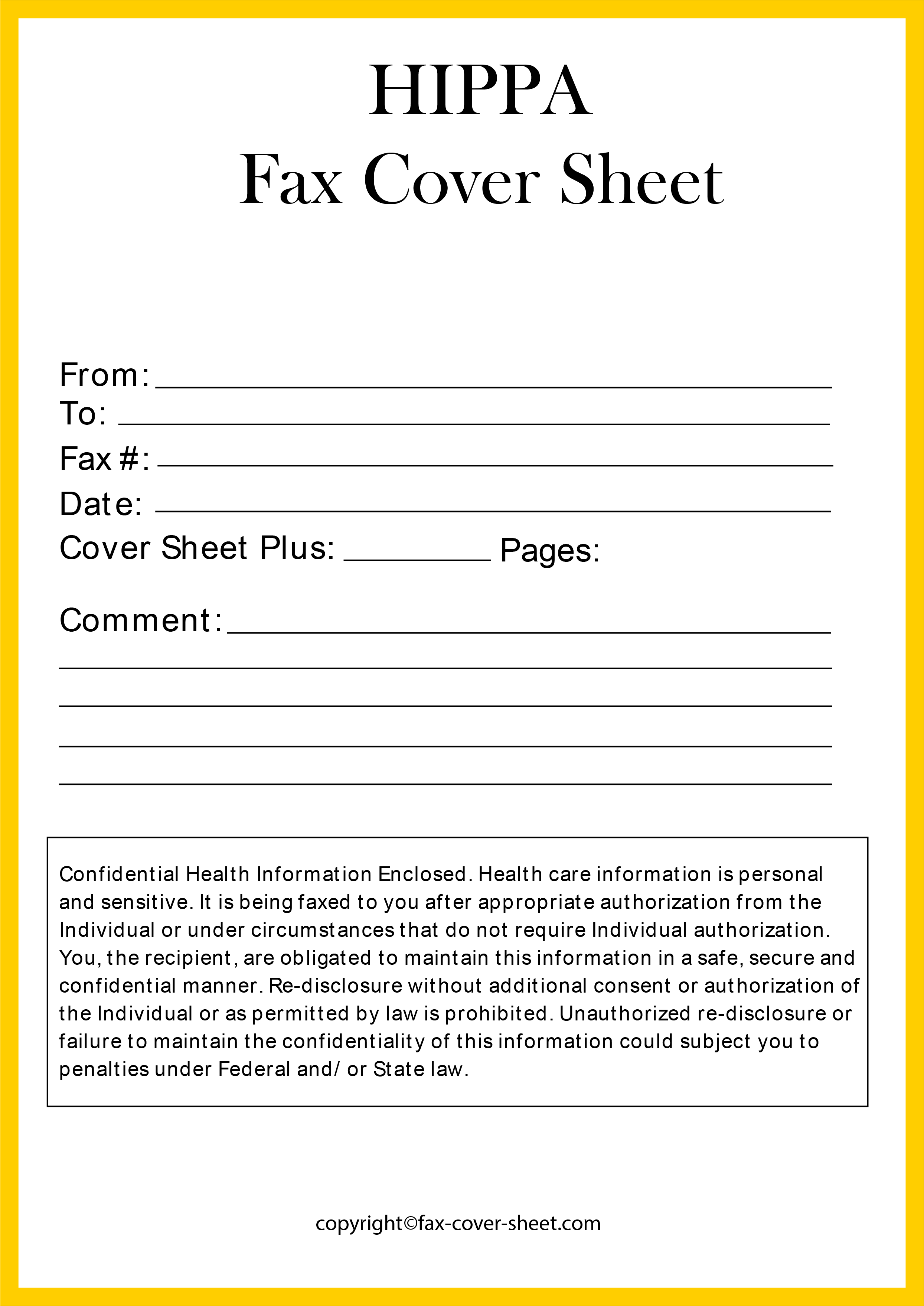 HIPAA Compliant Fax Cover Sheet in PDF