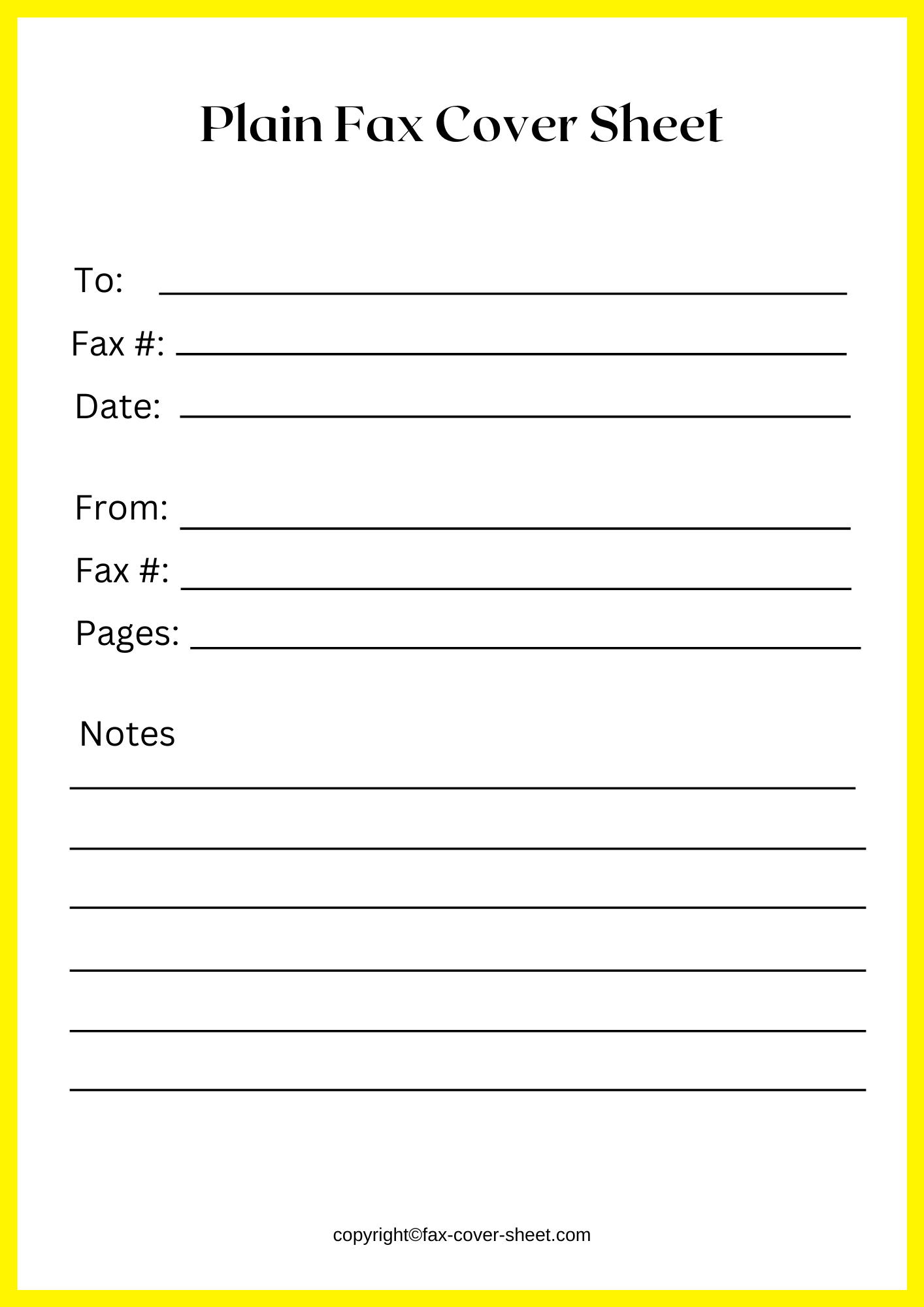 Plain Fax Cover Sheet Template
