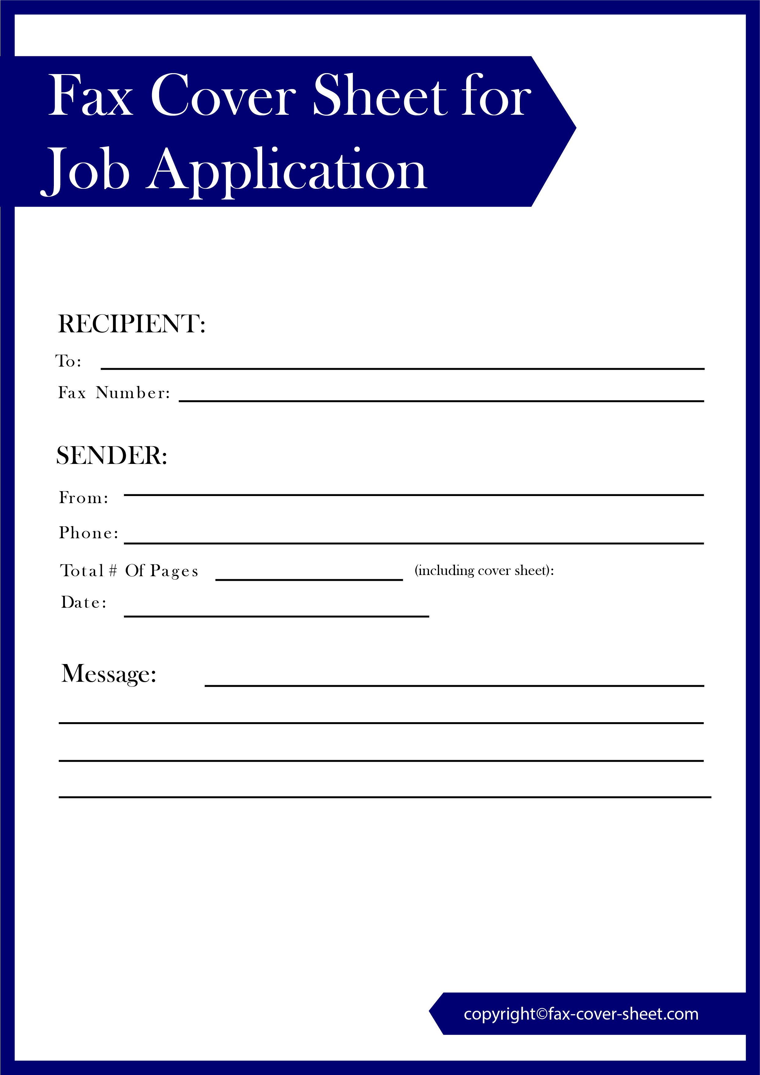 Printable Fax Cover Sheet for Job Application