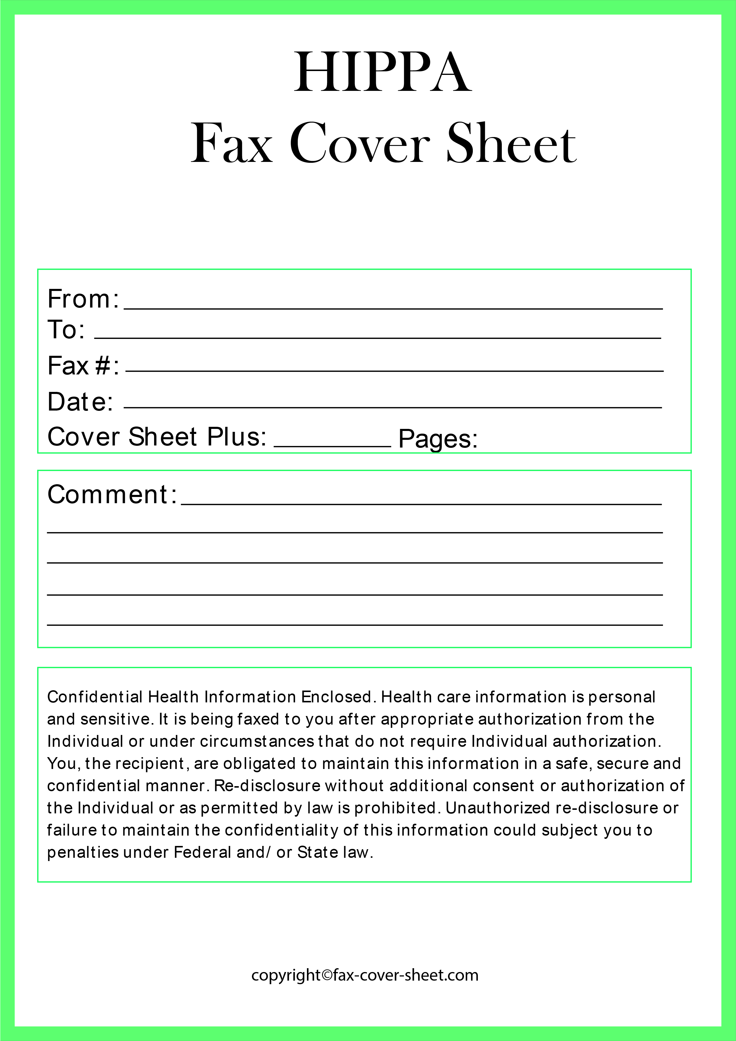 Printable HIPAA Fax Cover Sheet