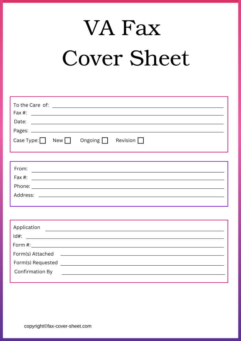 VA Fax Cover Sheet Templates Printable in PDF Format