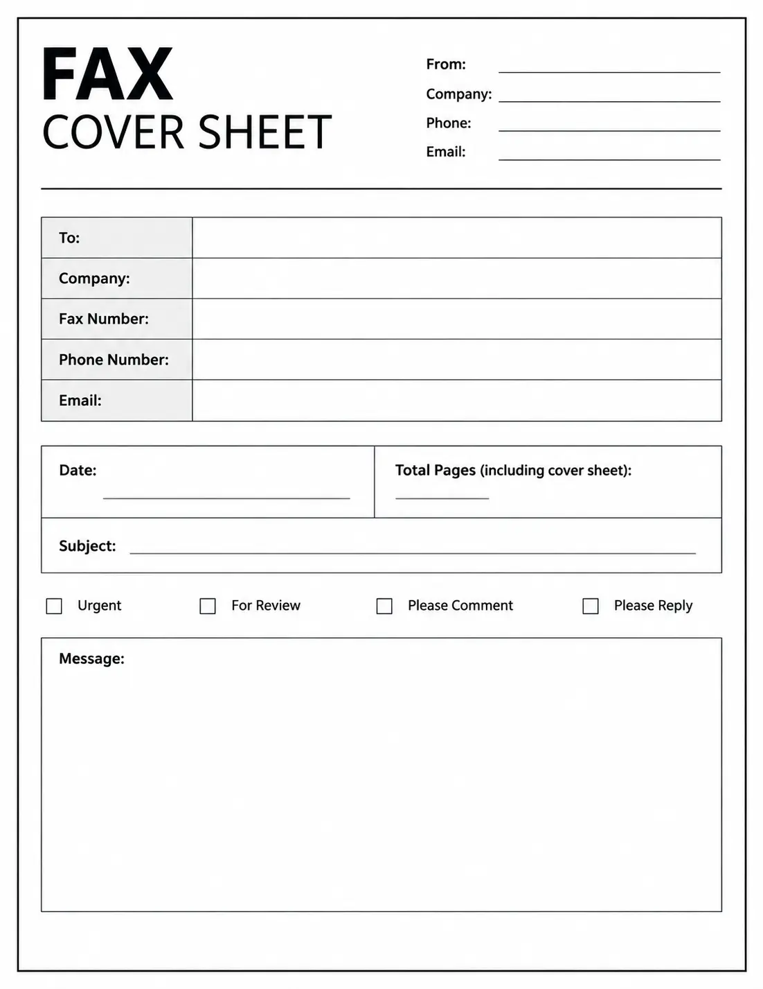 Fax Cover Sheet Template
