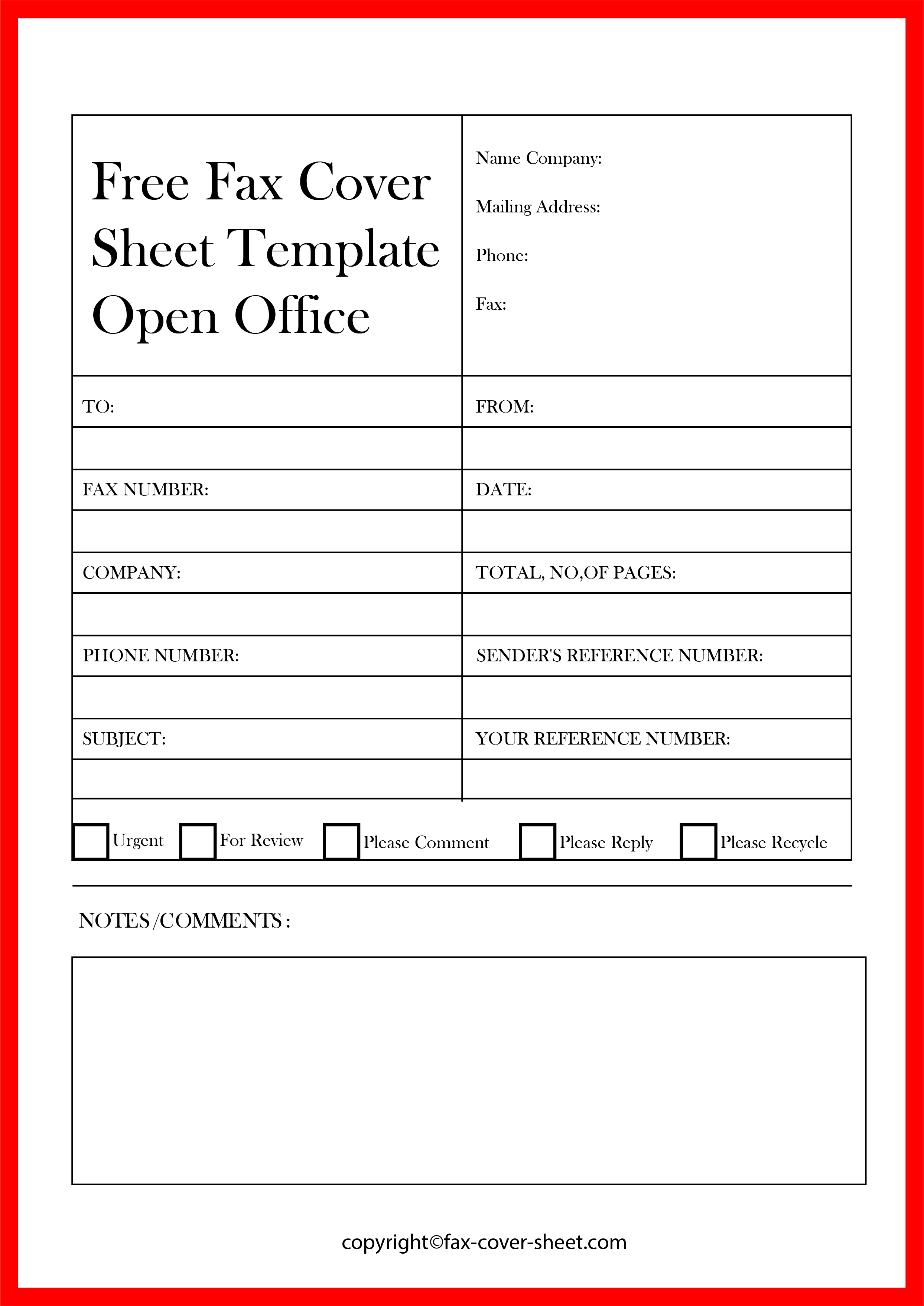Free Fax Cover Sheet Template Open Office 1
