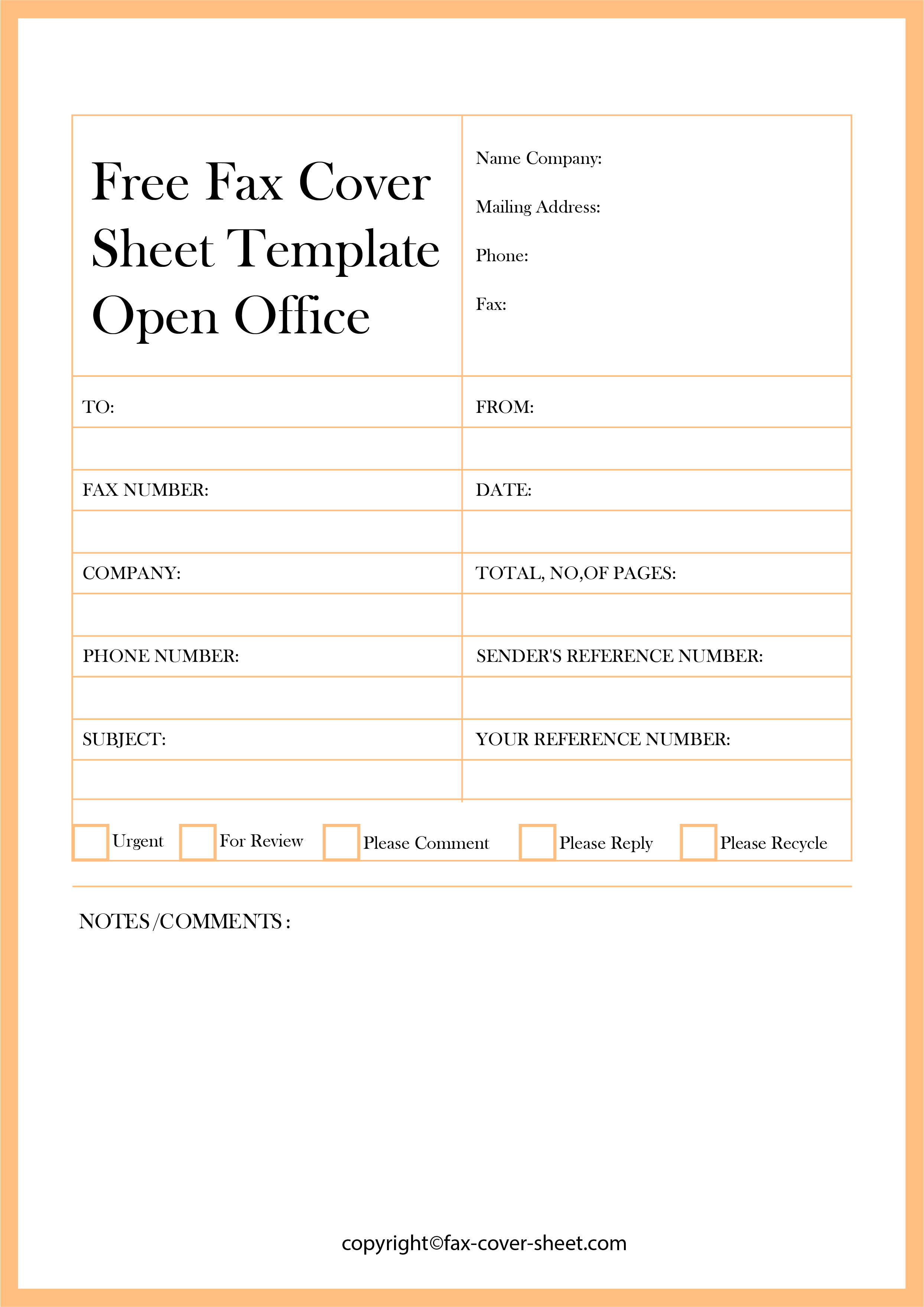 Free Fax Cover Sheet Template Open Office
