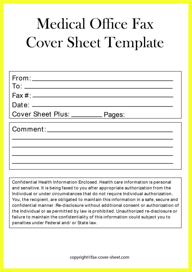 Medical Office Fax Cover Sheet Template in PDF Format